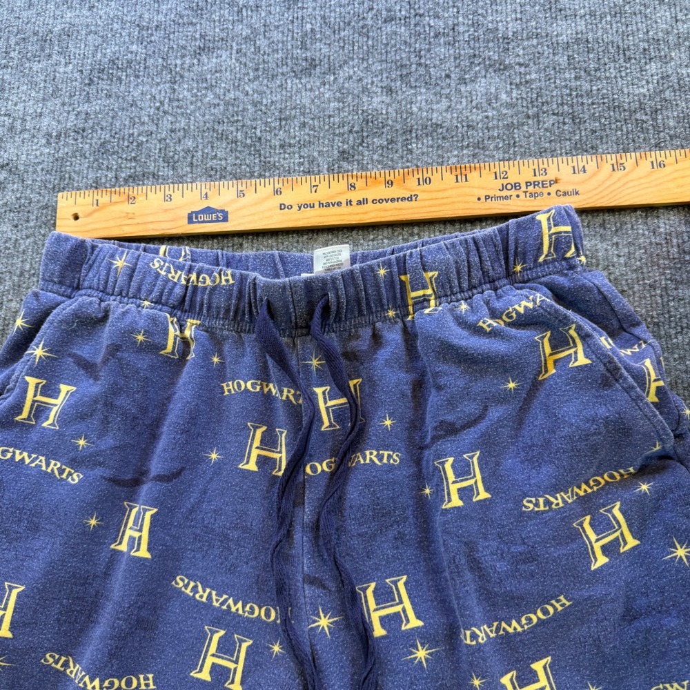 Harry Potter Hogwarts Pajama Pants Blue Yellow Logo Lounge Bottoms Small - Picture 8 of 12